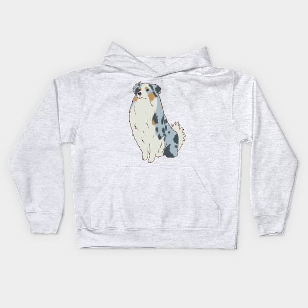 australian shepherd illustration Kids Hoodie by Mayarart